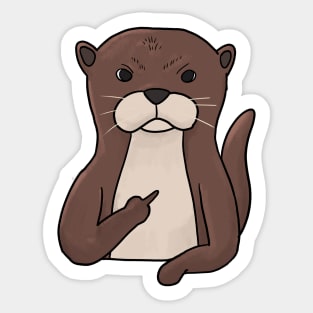 Grumpy Otter Holding Middle Finger Sticker